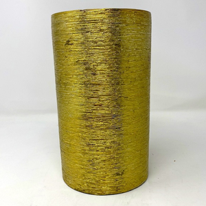 Scratched Cylinder Ceramic‎ Pot, Gold, 8.5”